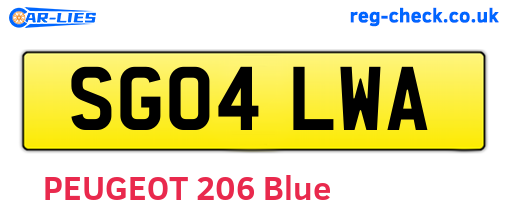SG04LWA are the vehicle registration plates.