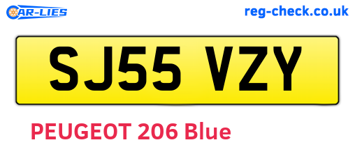 SJ55VZY are the vehicle registration plates.