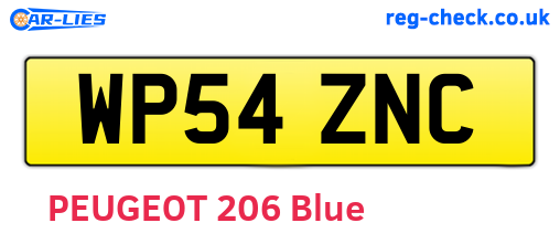 WP54ZNC are the vehicle registration plates.