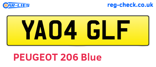 YA04GLF are the vehicle registration plates.