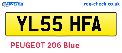YL55HFA are the vehicle registration plates.