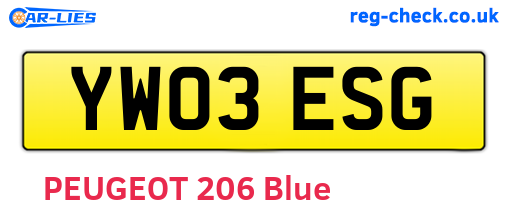 YW03ESG are the vehicle registration plates.