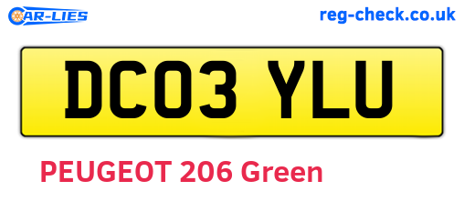 DC03YLU are the vehicle registration plates.