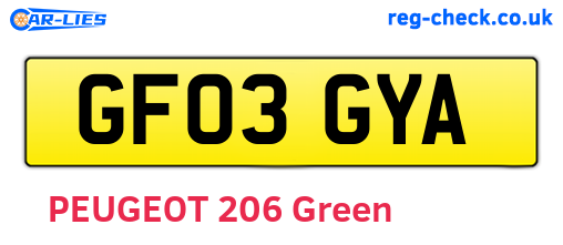 GF03GYA are the vehicle registration plates.