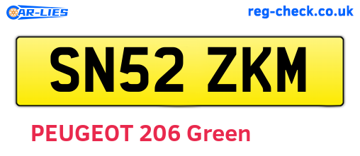 SN52ZKM are the vehicle registration plates.