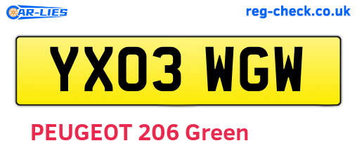 YX03WGW are the vehicle registration plates.