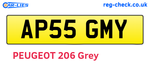 AP55GMY are the vehicle registration plates.