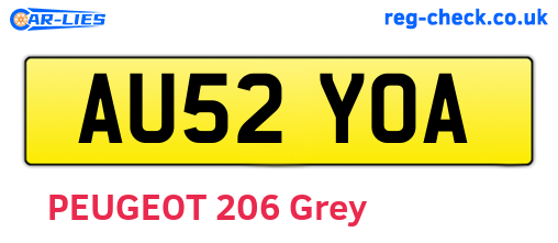 AU52YOA are the vehicle registration plates.