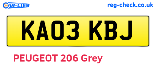 KA03KBJ are the vehicle registration plates.
