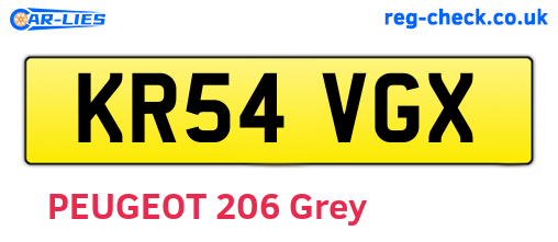 KR54VGX are the vehicle registration plates.