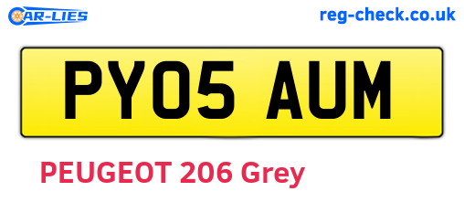 PY05AUM are the vehicle registration plates.