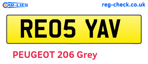 RE05YAV are the vehicle registration plates.