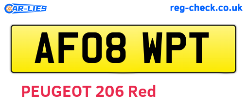 AF08WPT are the vehicle registration plates.