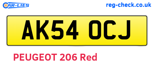 AK54OCJ are the vehicle registration plates.
