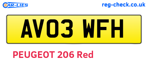 AV03WFH are the vehicle registration plates.