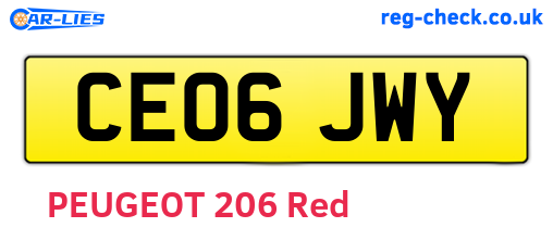 CE06JWY are the vehicle registration plates.
