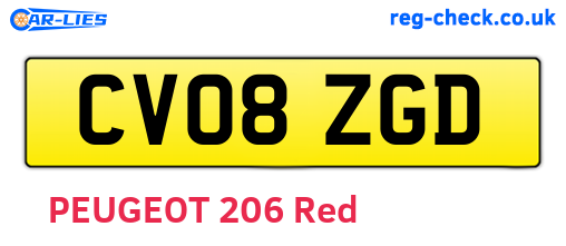 CV08ZGD are the vehicle registration plates.
