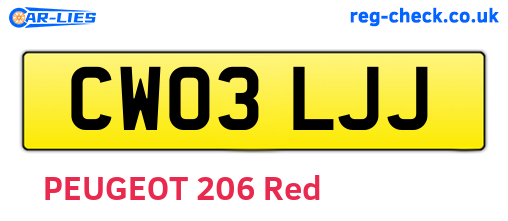 CW03LJJ are the vehicle registration plates.