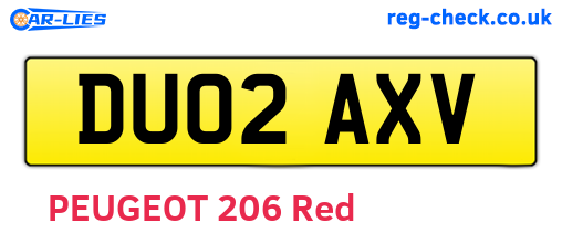 DU02AXV are the vehicle registration plates.