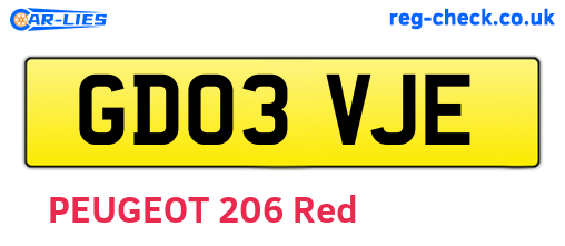 GD03VJE are the vehicle registration plates.