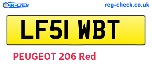LF51WBT are the vehicle registration plates.