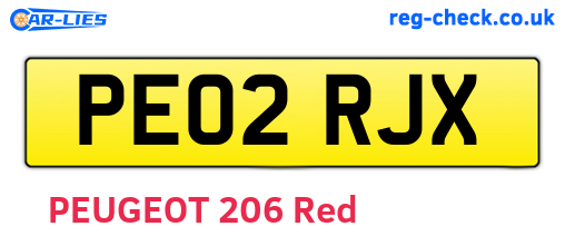 PE02RJX are the vehicle registration plates.