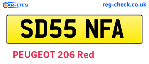 SD55NFA are the vehicle registration plates.