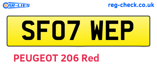 SF07WEP are the vehicle registration plates.