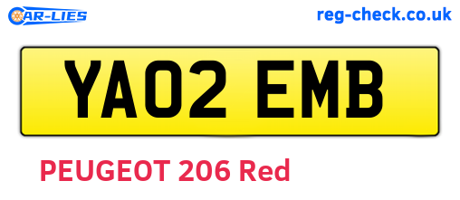YA02EMB are the vehicle registration plates.