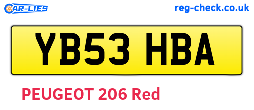 YB53HBA are the vehicle registration plates.