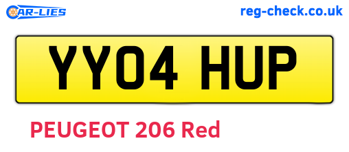 YY04HUP are the vehicle registration plates.