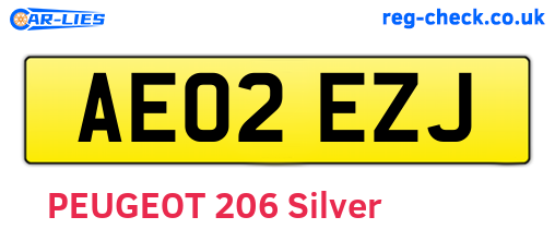 AE02EZJ are the vehicle registration plates.