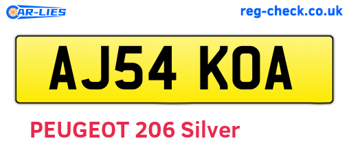 AJ54KOA are the vehicle registration plates.