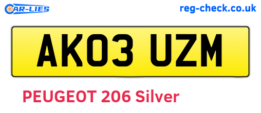 AK03UZM are the vehicle registration plates.