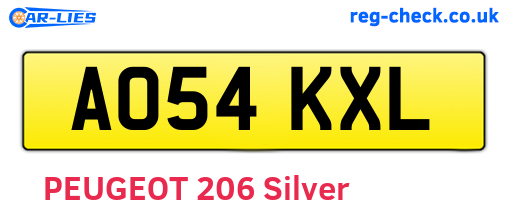 AO54KXL are the vehicle registration plates.