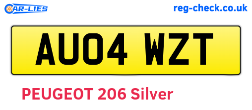 AU04WZT are the vehicle registration plates.