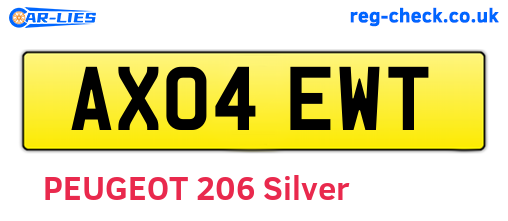 AX04EWT are the vehicle registration plates.