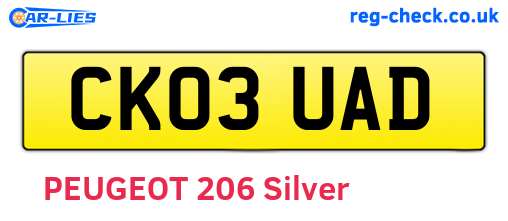 CK03UAD are the vehicle registration plates.