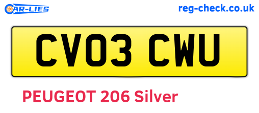 CV03CWU are the vehicle registration plates.