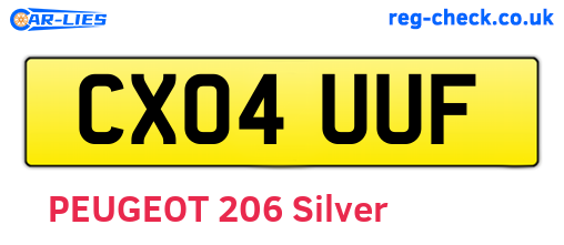 CX04UUF are the vehicle registration plates.