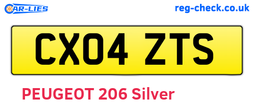 CX04ZTS are the vehicle registration plates.