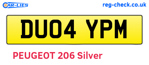 DU04YPM are the vehicle registration plates.