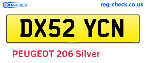 DX52YCN are the vehicle registration plates.