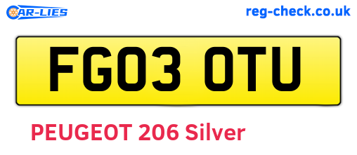 FG03OTU are the vehicle registration plates.