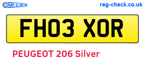 FH03XOR are the vehicle registration plates.