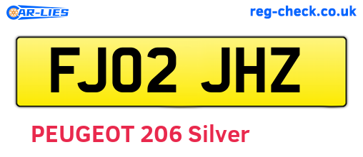 FJ02JHZ are the vehicle registration plates.