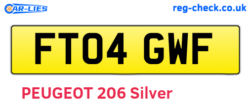 FT04GWF are the vehicle registration plates.