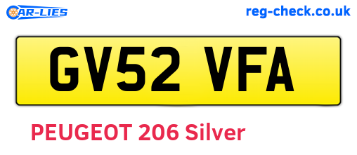 GV52VFA are the vehicle registration plates.