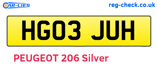 HG03JUH are the vehicle registration plates.