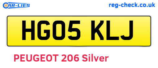 HG05KLJ are the vehicle registration plates.